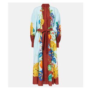 NWT ALEMAIS Dahlia Silk/Cotton Midi Shirt Dress, AUS 8/ US 4